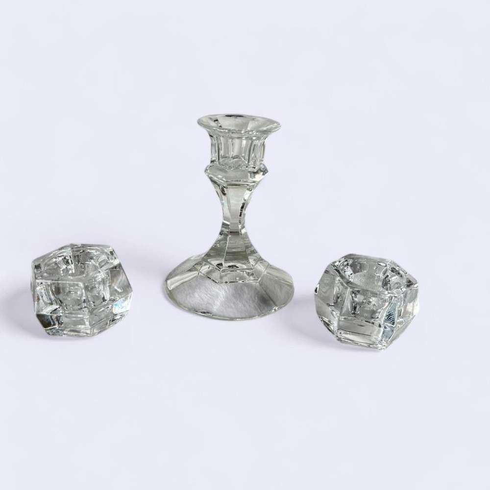 Full Lead Crystal Candlestick Set Made in USA Home Decor Table Centerpiece